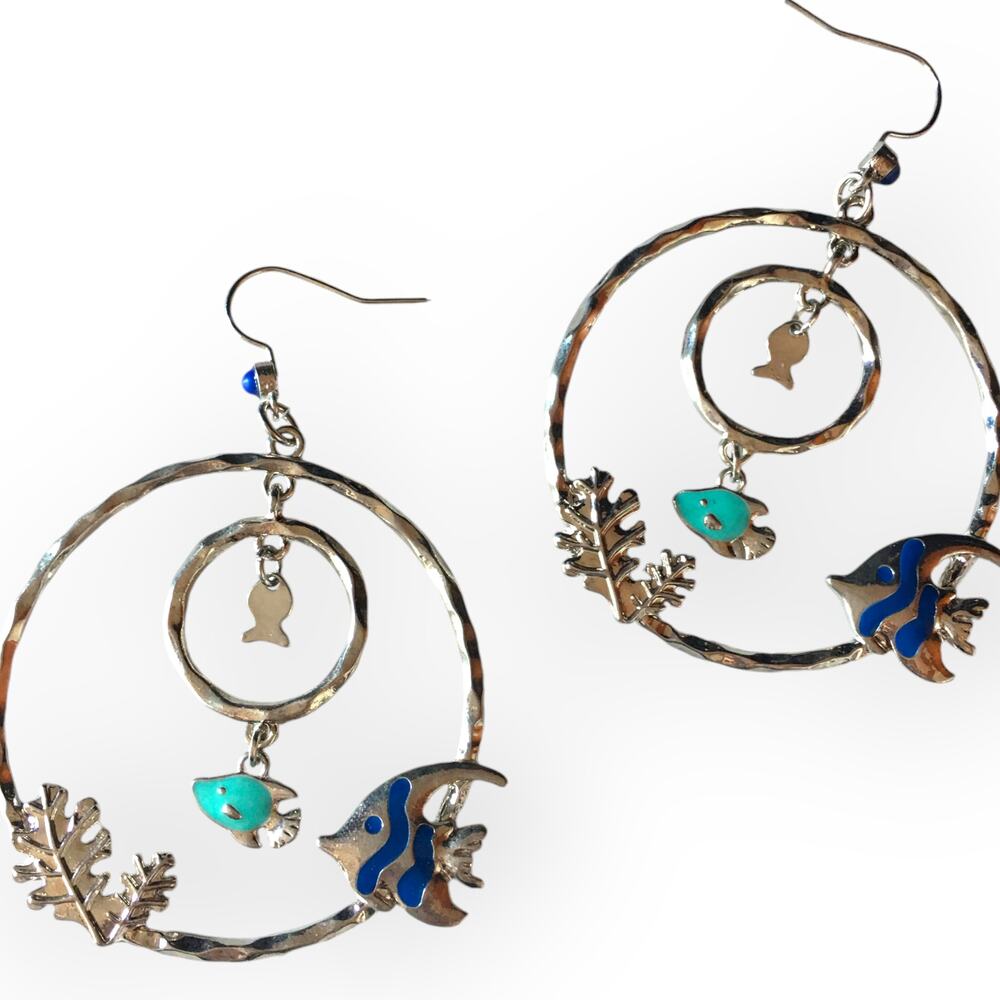 Fish tank alert! Angelfish dramatic circle statement earrings